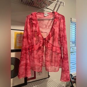 princess polly pink tie floral blouse